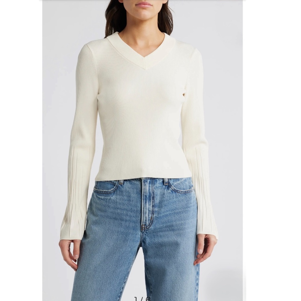 RAG & BONE Austen Rib Sweater Ribbed long sleeve SIZE XS women NWOT ivory color